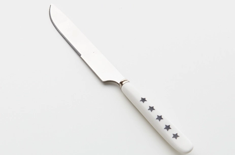 Cermaic White Black Star Steak Knife