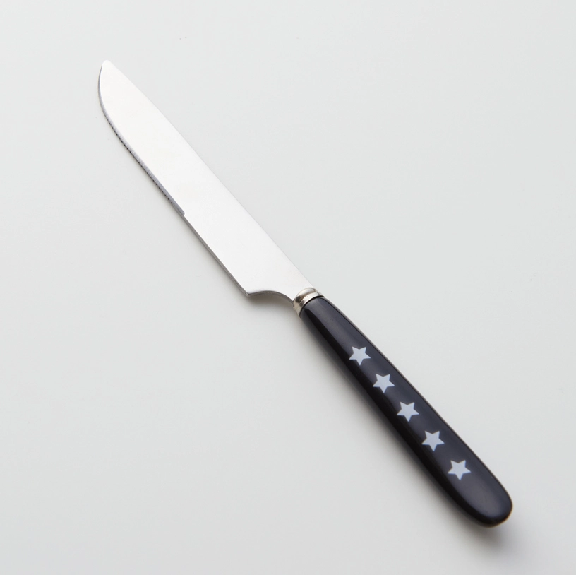 cermaic white black star steak knife